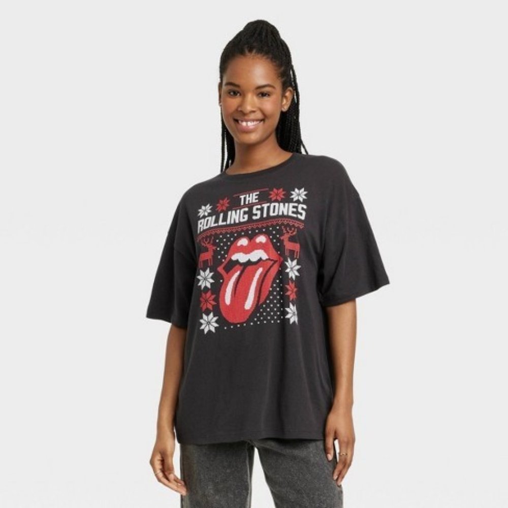 The Rolling Stones Christmas Xmas Holiday-Themed OversizedTee Shirt Medium NWT